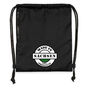 MADE IN SACHSEN Dresden Leipzig Geboren Geschenk - Turnbeutel aus Recycling-Material - Schwarz - Vorne