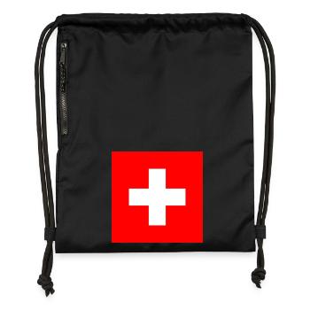 Aufkleber Flagge der Schweiz Aufkleber Schweiz - Turnbeutel aus Recycling-Material - Schwarz - Vorne