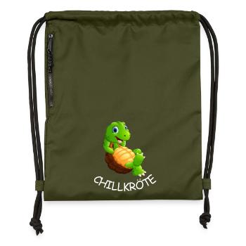 Turtle Chill Funny Comic Animal Gift - Gymsac made from recycled material - military green - Front