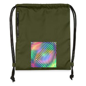 Colored rounds 3d - Gymsac made from recycled material - military green - Front