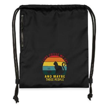 I Like Coffee Cats & Maybe 3 People Cat Coffee - Gymsac made from recycled material - black - Front