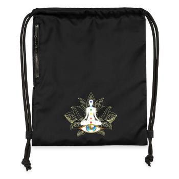 Chakren und Auge: Goldene Meditation - Turnbeutel aus Recycling-Material - Schwarz - Vorne