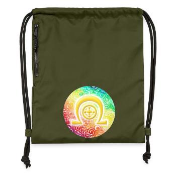 Rainbow Dimension Symbol Healing - Sonja Ariel - Gymsac made from recycled material - military green - Front