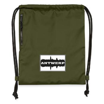 Anvers Belgique Voyage Souvenir Skyline Silhouette - Sac à cordon en polyester recyclé - military green - Devant