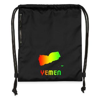 Jemen Regenbogen Landkarten Design / Geschenk - Turnbeutel aus Recycling-Material - Schwarz - Vorne