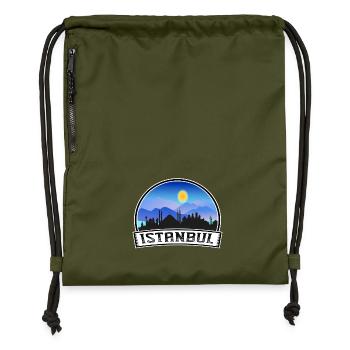 Istanbul Turquie Skyline Vintage Sunset Voyage Souv - Sac à cordon en polyester recyclé - military green - Devant