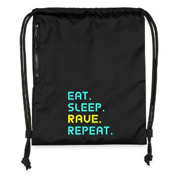 Eat. Sleep. Rave. Repeat. - Turnbeutel aus Recycling-Material - Schwarz - Vorne