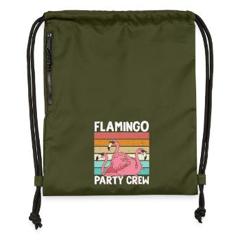Flamingo Geburtstag Flamingo Party Crew - Turnbeutel aus Recycling-Material - military Green - Vorne