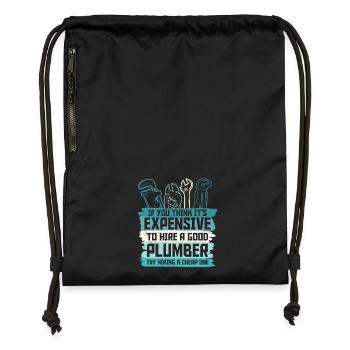 Embaucher un bon plombier n’est pas cher - Sac à cordon en polyester recyclé - noir - Devant