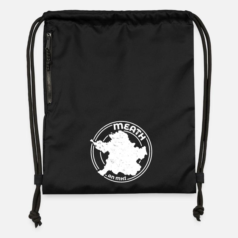 Comté de Meath Irlande | Timbre de contour de carte - Sac à cordon en polyester recyclé - noir