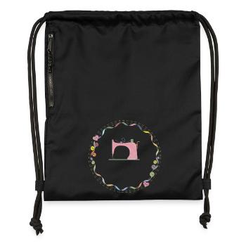nostalgic colorful sewing machine with buttons - Gymsac made from recycled material - black - Front