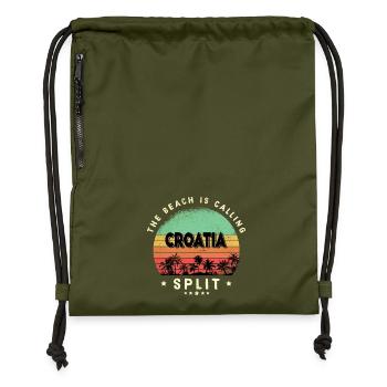 Split Kroatien Strand Design - Turnbeutel aus Recycling-Material - military Green - Vorne