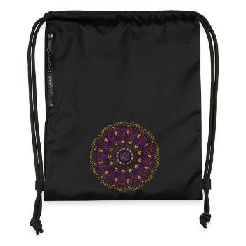 Mandala lumineux aux couleurs néon - Sac à cordon en polyester recyclé - noir - Devant