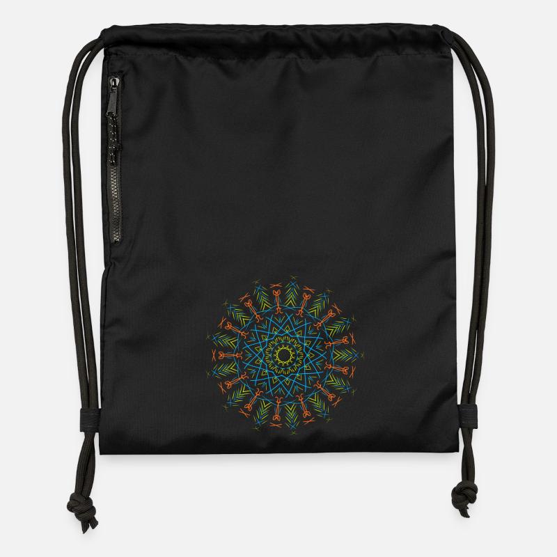Mandala - Turnbeutel aus Recycling-Material - Schwarz