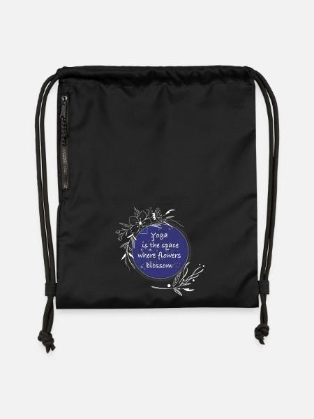 Chambre de yoga fleurs floraison citation - Sac à cordon en polyester recyclé - noir