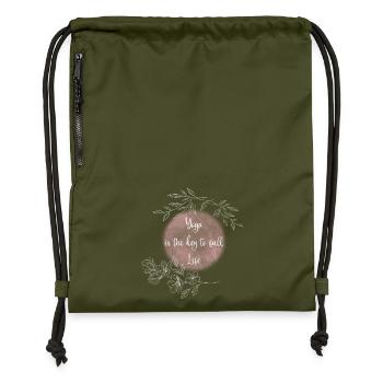 Yoga Keys to a Fulfilled Life - Gymsac made from recycled material - military green - Front