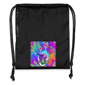 Magic mushrooms colorful Psychedelic mushroom art - Gymsac made from recycled material - black - Front