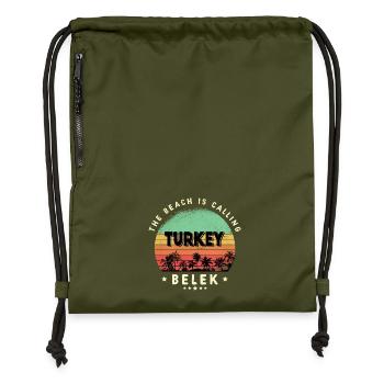 Design de plage de dinde Belek - Sac à cordon en polyester recyclé - military green - Devant