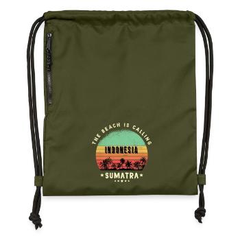 Sumatra Indonesien Strand Design - Turnbeutel aus Recycling-Material - military Green - Vorne