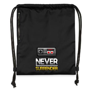NEVER SURRENDER (Gelb) + NES Controller - Gaming - Turnbeutel aus Recycling-Material - Schwarz - Vorne