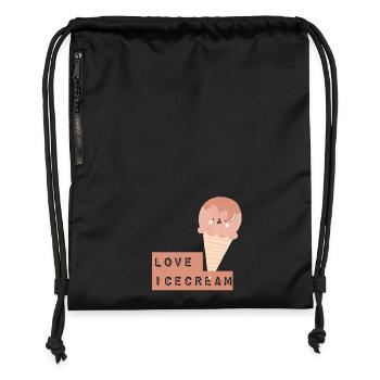 Schattige IJsje met Hartjes Schrift - Gymsac made from recycled material - black - Front