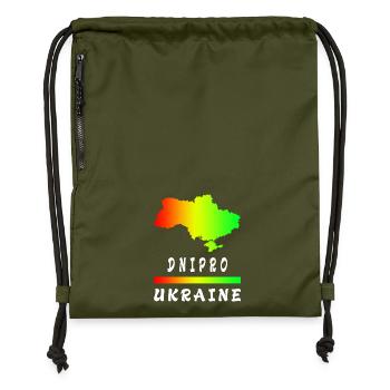 Dnipro Ukraine rainbow design - Gymsac made from recycled material - military green - Front