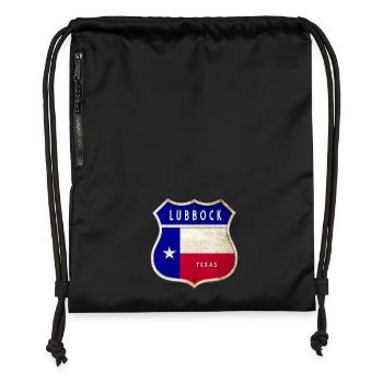 Lubbock Texas crest flags design - Gymsac made from recycled material - black - Front