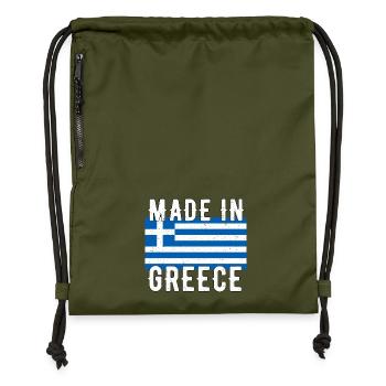 Fabriqué en Grèce Drapeau Grec Rétro Vintage - Sac à cordon en polyester recyclé - military green - Devant