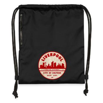 Sceau vintage de Liverpool Skyline - Sac à cordon en polyester recyclé - noir - Devant