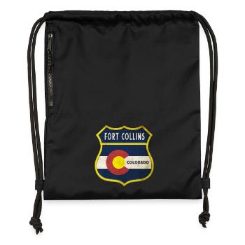 Fort Collins Colorado Wappen Design - Turnbeutel aus Recycling-Material - Schwarz - Vorne