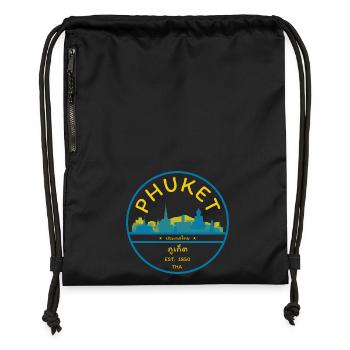 Phuket Stadt-Skyline Emblem - Turnbeutel aus Recycling-Material - Schwarz - Vorne