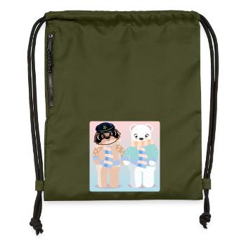 CAPTAIN SLOTH - POLAR BEAR VALENTINE'S DAY - LOVE - Gymsac made from recycled material - military green - Front