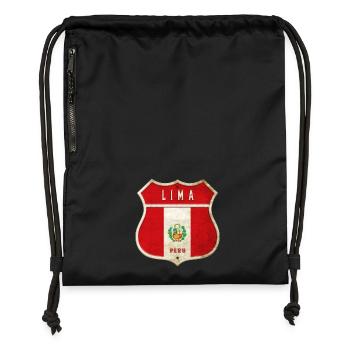 Lima Peru coat of arms flag design - Gymsac made from recycled material - black - Front
