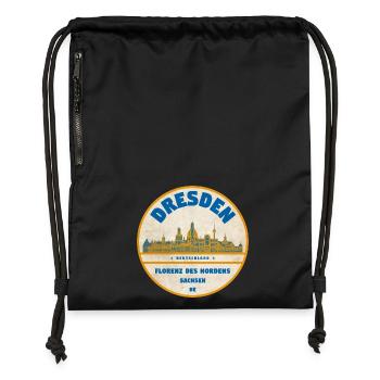 Dresden Skyline Vintage-Label - Turnbeutel aus Recycling-Material - Schwarz - Vorne
