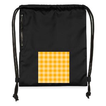 Retro 70's Buffalo Plaid Pattern in Yellow Groovy - Gymsac made from recycled material - military green - Front