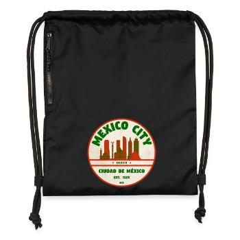 Vintage-Siegel Mexiko-Stadt Skyline - Turnbeutel aus Recycling-Material - Schwarz - Vorne