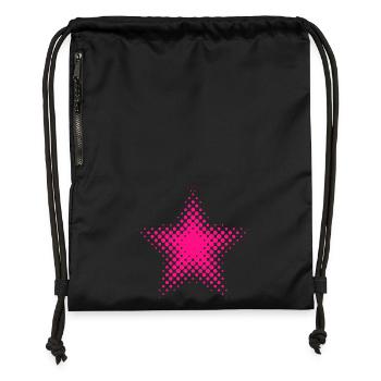 Neon Pink Sternenstern Halftone - Turnbeutel aus Recycling-Material - Schwarz - Vorne