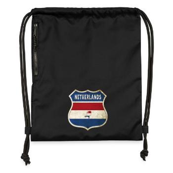 Design du drapeau des Pays-Bas - Sac à cordon en polyester recyclé - noir - Devant