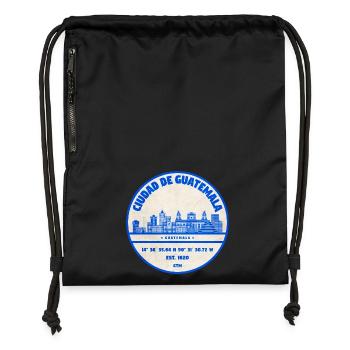 Guatemala Stadt Skyline Stempel - Turnbeutel aus Recycling-Material - Schwarz - Vorne
