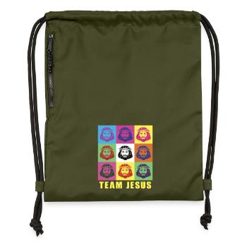 Team Jesus - Gymsac made from recycled material - military green - Front
