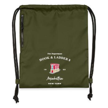 New York, Manhattan, Fire Department, Hook & Ladder 8 - Gymsac made from recycled material - military green - Front