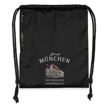 Historisches Hofbräuhaus München, Bayern - Turnbeutel aus Recycling-Material - Schwarz - Vorne