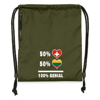 Lithuania and Switzerland 100% Awesome Flag - Gymsac made from recycled material - military green - Front