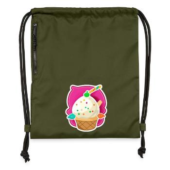 Eis, Eiscreme - Gymsac made from recycled material - military green - Front