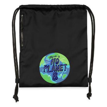 no planet B, mère nature, planète terre - Sac à cordon en polyester recyclé - noir - Devant