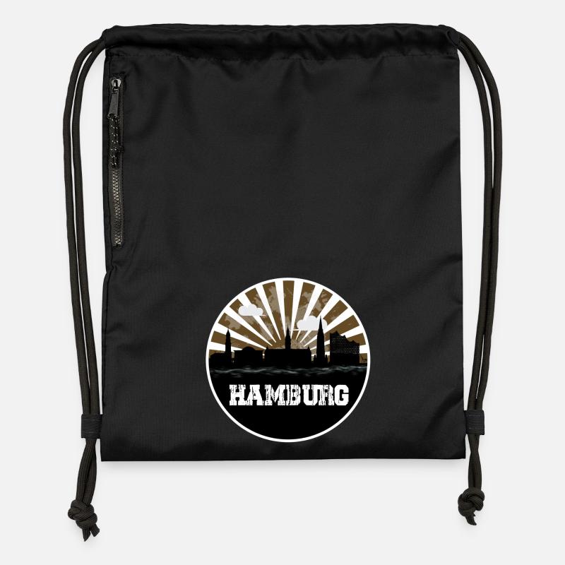 Match à domicile Hamburg Skyline - Sac à cordon en polyester recyclé - noir
