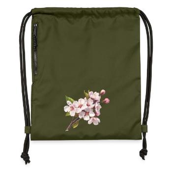 Pastel cherry blossoms - Gymsac made from recycled material - military green - Front