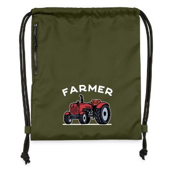 Commercial Vehicle Tractor Field Farmer Saying Organic Farmer - Gymsac made from recycled material - military green - Front