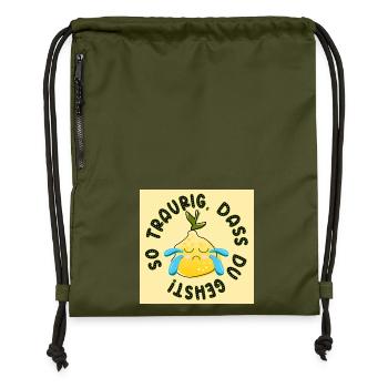 Abschiedsgeschenke - Traurig Sein Sprüche ZITRONE - Turnbeutel aus Recycling-Material - military Green - Vorne