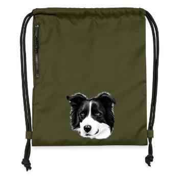 Kurzhaar Border Collie Hütehund - Turnbeutel aus Recycling-Material - military Green - Vorne